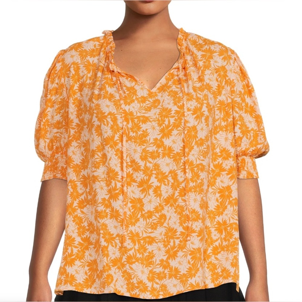 Puff Sleeve Floral Peasant Top NWT Size 3X